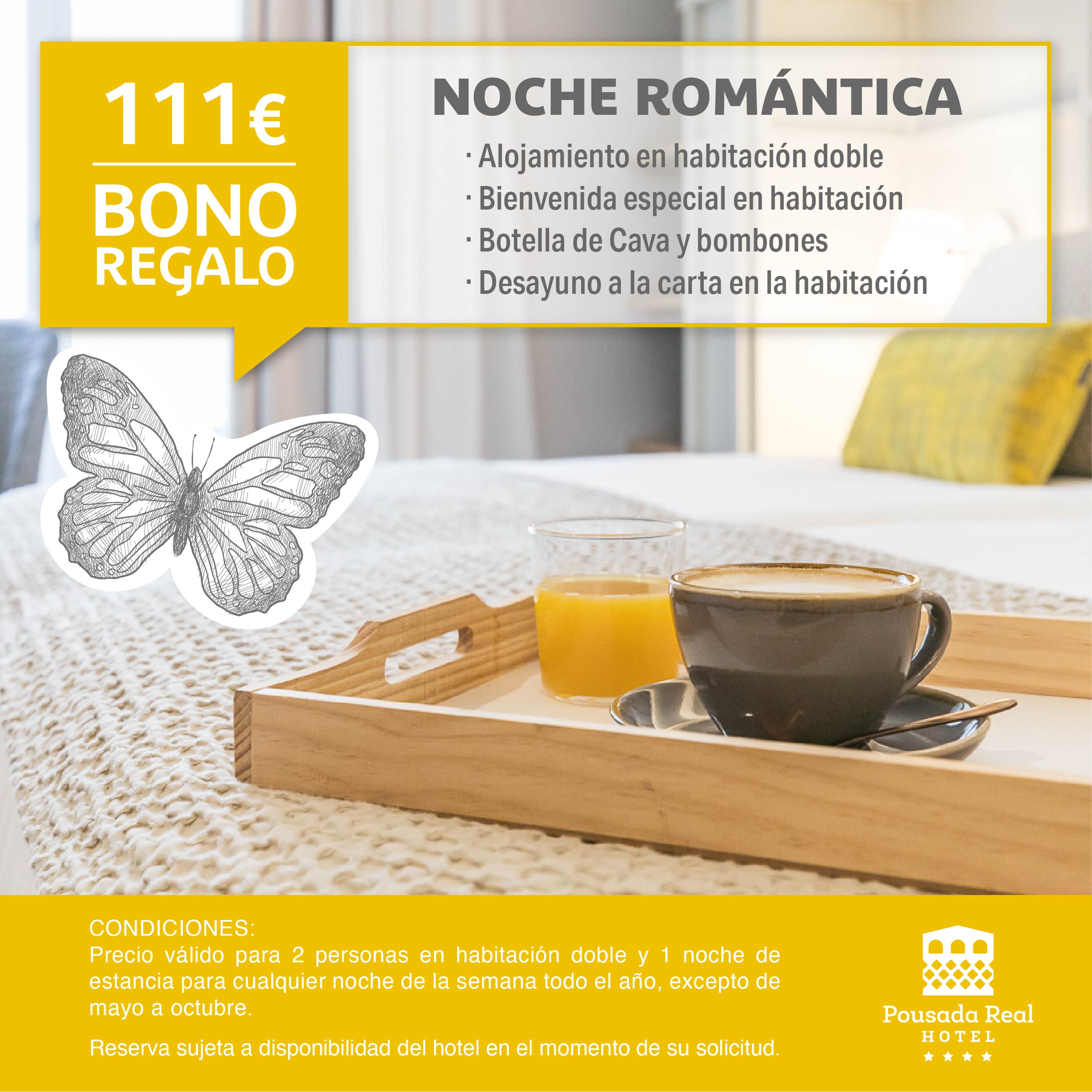 Noche Romántica en el Hotel Pousada Real, Caldas de Reis
